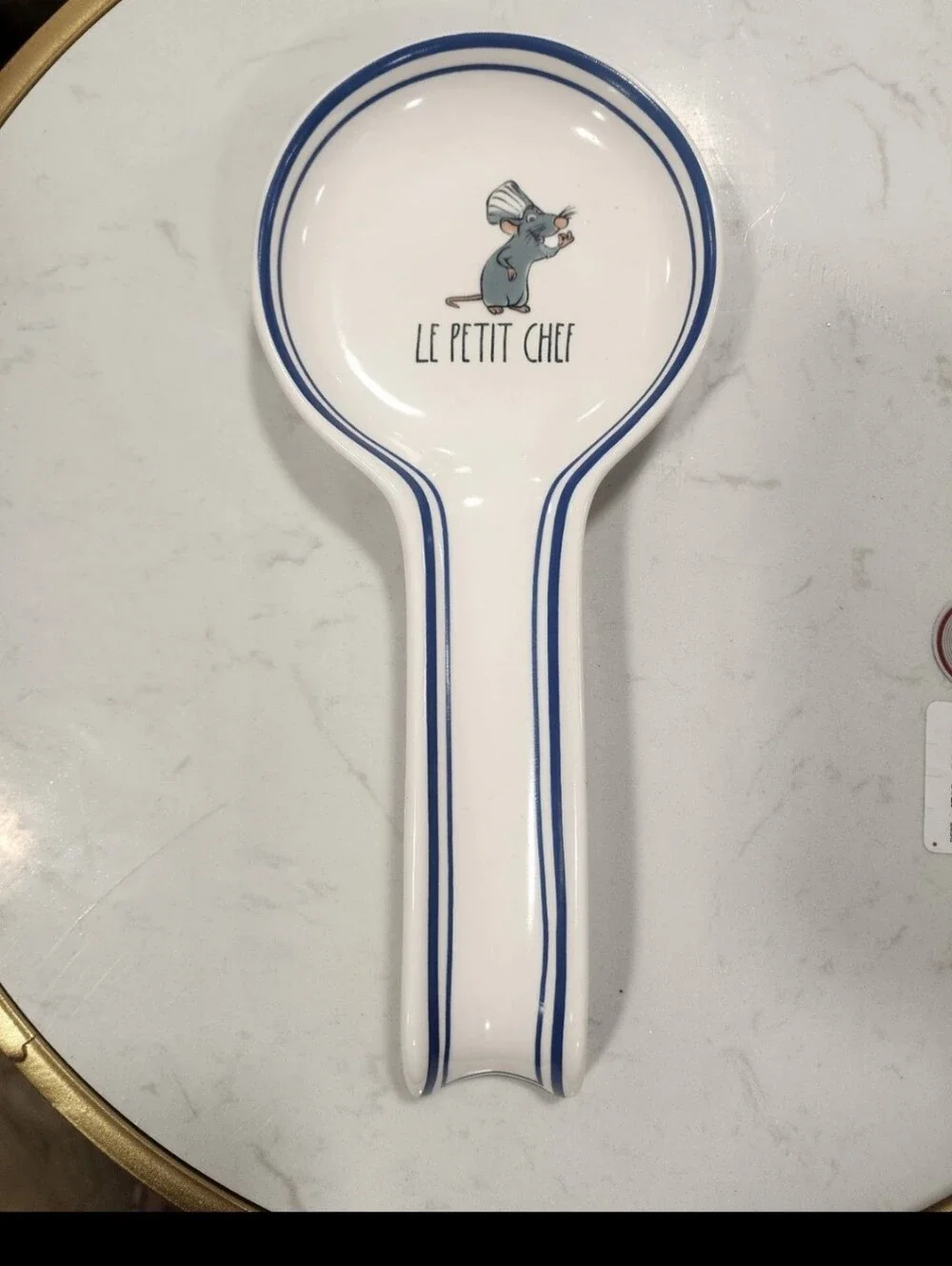 Rae Dunn White Ceramic Spoon Rest with Chef Mouse - DISNEY RATATOUILLE